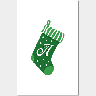 Christmas Stocking with the Letter A Posters and Art